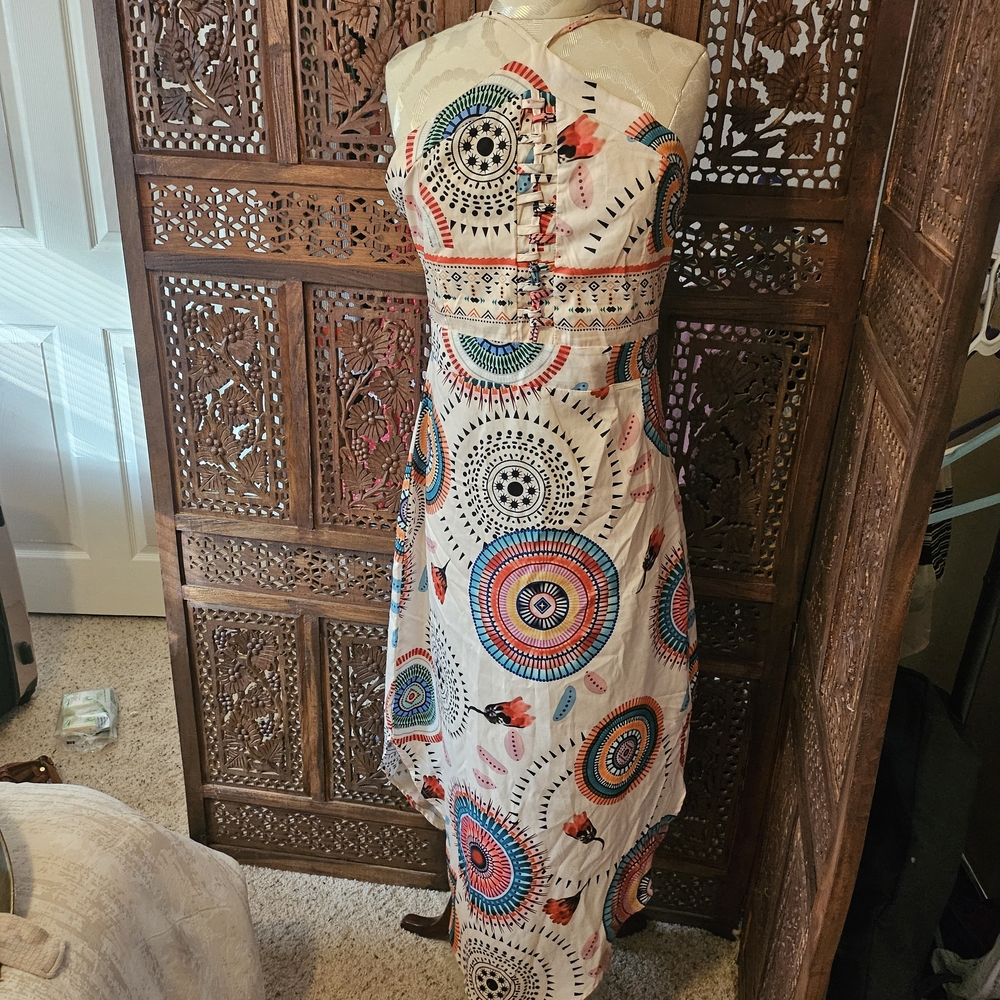 Colorful Patterned Halter Dress
